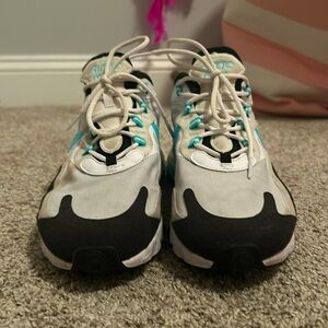 Nike air 270 react. White black and teal.